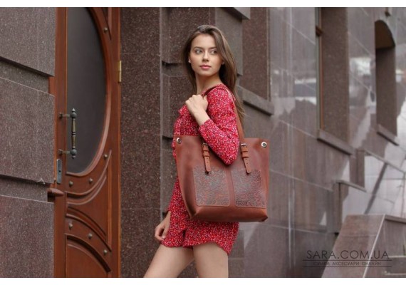 Сумка кожаная Print Cognac 909065 Babak