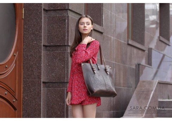 Сумка кожаная Print Brown 909051 Babak