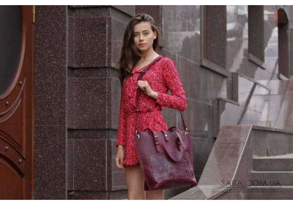 Сумка кожаная Print Marsala 909066 Babak