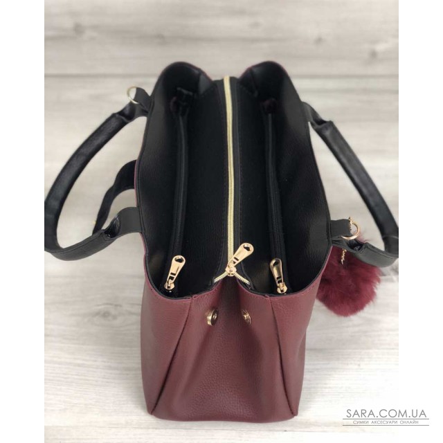 Молодежная сумка "Альба" бордового с черным цвета WeLassie дешево Молодежная сумка "Альба" бордового с черным цвета WeLassie дешево