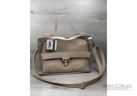 2в1 Молодіжна сумка Еріка бежевого кольору з силіконом (прозора) WeLassie