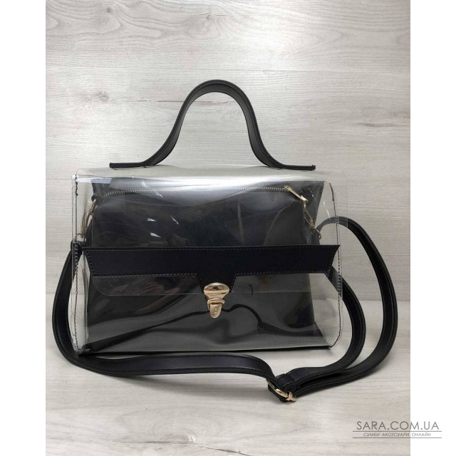 2в1 Молодіжна сумка Еріка чорного кольору з силіконом (прозора) WeLassie дешево 2в1 Молодіжна сумка Еріка чорного кольору з силіконом (прозора) WeLassie дешево