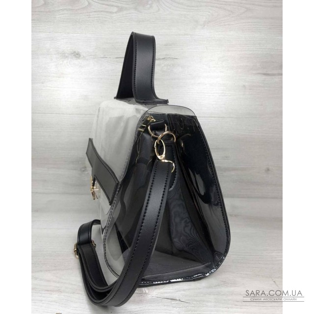 2в1 Молодіжна сумка Еріка чорного кольору з силіконом (прозора) WeLassie дешево 2в1 Молодіжна сумка Еріка чорного кольору з силіконом (прозора) WeLassie дешево