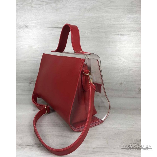 2в1 Молодіжна сумка Еріка червоного кольору з силіконом (прозора) WeLassie дешево 2в1 Молодіжна сумка Еріка червоного кольору з силіконом (прозора) WeLassie дешево