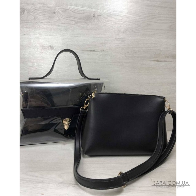 2в1 Молодіжна сумка Еріка чорного кольору з силіконом (прозора) WeLassie дешево 2в1 Молодіжна сумка Еріка чорного кольору з силіконом (прозора) WeLassie дешево