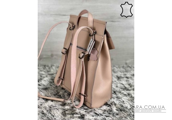 Кожаный молодежный сумка-рюкзак пудрового цвета WeLassie