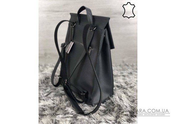 Кожаный молодежный сумка-рюкзак серого цвета WeLassie