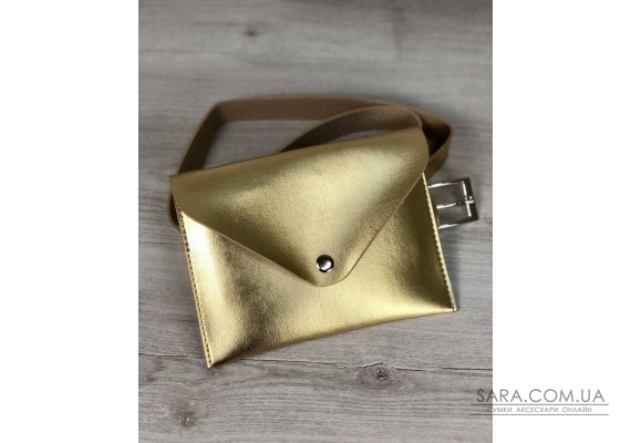 Женская сумка на пояс эко-кожа золотого цвета WeLassie