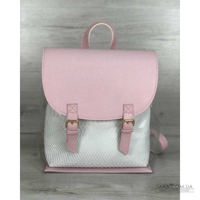 Молодіжний силіконовий рюкзак рожевого кольору з косметичкою біла рептилія WeLassie дешево Молодіжний силіконовий рюкзак рожевого кольору з косметичкою біла рептилія WeLassie дешево