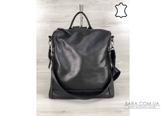 Шкіряна сумка-рюкзак Taus чорного кольору WeLassie