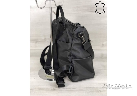 Шкіряна сумка-рюкзак Taus чорного кольору WeLassie