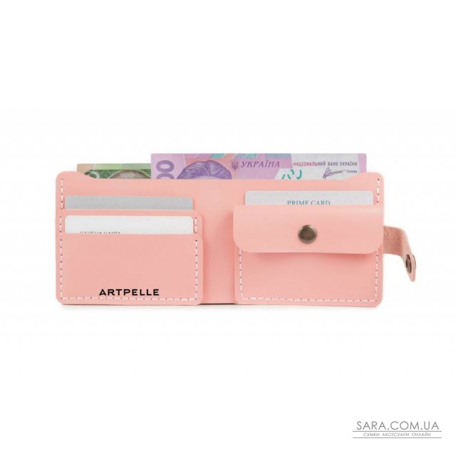 Кожаный женский кошелек Compact розовый Art Pelle Кожаный женский кошелек Compact розовый Art Pelle